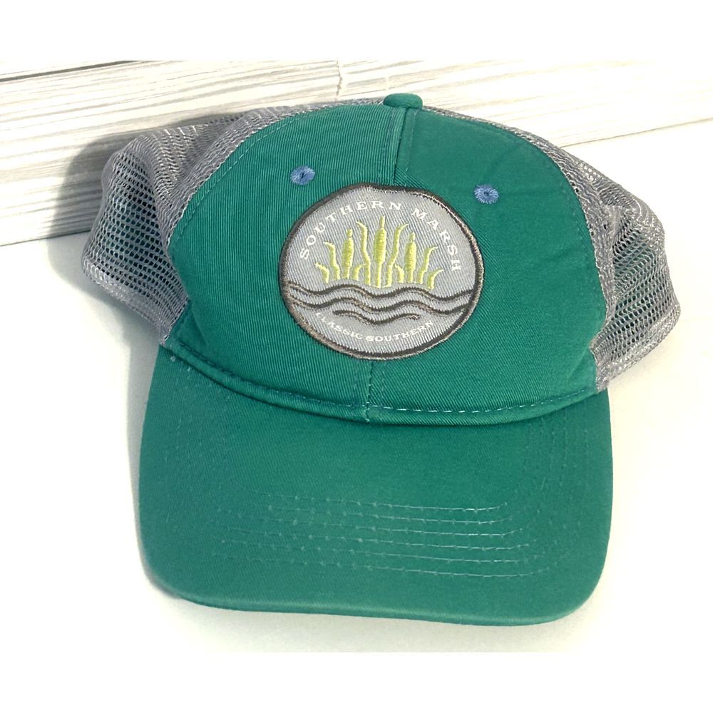 Southern‎ Marsh Hat Cap Strap Back Green Gray Mesh Trucker Outdoors Mens